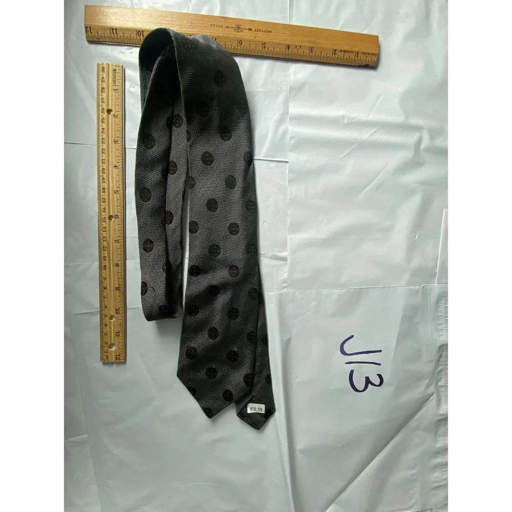Mens‎ Grey Polka Dot Silk Necktie